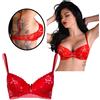 reggiseno donna senza ferretto lingerie erotica con pizzo rosso trasparente sexy