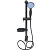 Saliscendi colonna doccia 60 cm nero opaco con porta sapone e flessibile 180 cm