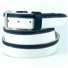 Cintura in Pelle Bianco Blu Cinta di Cuoio da Uomo Donna Vera Artigianale 3,5 cm