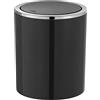 WENKO Portarifiuti con coperchio basculante Inca nero 2 ltr. - Contenitore portarifiuti con coperchio basculante Capacità: 2 l, ABS, 14 x 16.8 x 14 cm, Nero