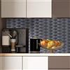 Walplus - Adesivo per piastrelle da parete, 28,5 x 14 cm, 36 pezzi, colore: blu scuro e grigio a nido d'ape, adesivo per piastrelle da parete per cucina, bagno, piastrelle
