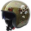 NZI Graphics Casco da Moto, Sfondo Dorato e Cranio, 58-59