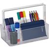Relaxdays Organizer con Manico, 4 Scomparti, Contenitore Portaoggetti Multiuso, HLP: 18,5 x 25,5 x 13,5 cm, Trasparente