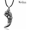 keoss.com Collana con pendente DENTE di LUPO in Metallo Silver Elegante UOMO Coraggio