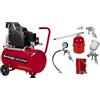 Einhell TC-AC 190/24/8 Compressore, 1500 W, 230 V, Rosso &4000832470 Set di 5 Accessori, Metallo, Compressore, Rosso/Bianco/Metallico