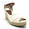 Frau 06V9 canvas bianco avorio corda cinturino zeppa T 7cm