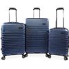 Original Penguin Set di 3 valigie espandibili con ruote girevoli, Blu metallizzato., 3pc Set, Set di 3 valigie espandibili con ruote girevoli