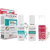 PODERM - 3 PRODOTTI - MICOSI DELLE UNGHIE TRATTAMENTO 3 in 1 | Smalto colorato Rosso lampone TEA TREE | BIO | Trattamento professionale mani/piedi | Facile e rapido | Swiss Made