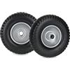 Relaxdays Set da 2 Ruote Carriole, 2.50-4, in Gomma Piena con Cerchione in Acciaio, Ruotino Regge 80 kg, Nero Grigio