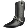 L37 HANDMADE SHOES Stivaletti da Cowboy, Stivali Occidentali, in Pelle Naturale, Realizzati a Mano, Stile Unico, in Acciaio, Western Boot Donna, Nero, 40 EU