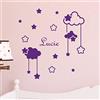 Ambiance Sticker Adesivo Nome Personalizzato Nuvole e Stelle - Decorazione da Parete Camera Bambino 2 Fogli da 30 x 25 cm e 40 x 30 cm - Viola