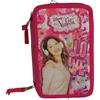 Disney Astuccio Scuola 3 Zip Violetta Portapenne Matite Pastelli Multiscomparto Nuovo