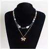 Collana set donna girocollo perle 2 fili colorata blu pietre dure 71334