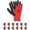 TK Gloves COBRA 12 paia di guanti da lavoro protettivi in maglia, rivestiti con Raulatex nero (7), colore: Rosso