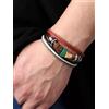 Bracciale Uomo Etnico Regolabile Colorato Doppio Giro Pietre Dure 81250