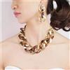 Parure set orecchini collana collier marrone rigido oro boho bohemian V026