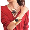 Parure set bracciale collana collier rigido oro nero boho bohemian V032