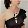 Parure set orecchini collana rigida pendente argento oro boho bohemian V021