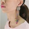 Orecchini donna pendenti lunghi pietre dure colorati strass 12.5 cm boho 005
