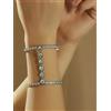 Bracciale da donna in acciaio inox rigido a manetta schiava in zirconi bianchi