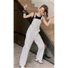 Tuta Intera Donna Jumpsuit Pagliaccetto Salopette Bianco Nero Jeans 05429
