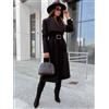 Cappotto Donna Giacca Lunga Nero Cintura Accappatoio Caldo Elegante 91804