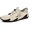 Mocassini ginnastica lacci polacchine scarpe uomo beige pelle sintetica 4012