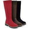 stivali stivaletti pelle sintetica marrone nero rosso comodi anfibi 3 cm 1730