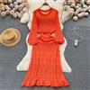 Vestito Abito Lungo Bohoo Pizzo Uncinetto Arancione Traforato Spiaggia 03922