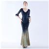 Vestito Abito Elegante Lungo Blu Oro Strass Spacco Strascico Evento 01877