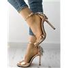 Sandali stiletto tronchetto gioiello oro 12 cm pelle sintetica eleganti 1264