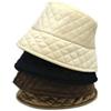 Cappello pescatore nido d´ape beige marrone caldo tesa larga donna bucket c112