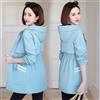Giacca trench spolverino donna con cappuccio blu slim fit elegante D124