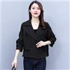 Giacca Trench Spolverino Donna Beige Nero Doppiopetto Corto Elegante 40982