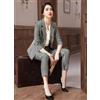 Tailleur completo gessato nero elegante giacca manica lunga pantalone 4896