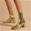 Stivali Scarpe Stivaletti Oro Eleganti Tronchetto 7 cm Pelle Sintetica 47945