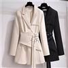 Giacca Trench Spolverino Donna Nero Beige Lungo Cintura Elegante 53514