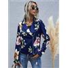 Giacca donna corta spolverino comodo elegante trench zip blu fiori 4898
