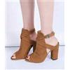 Stivali donna comodi 8 beige scamosciato tronchetto aperti pelle sintetica 8315