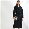 Cappotto Donna Giacca Lunga Nero Cintura Accappatoio Caldo Elegante 1202