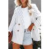 Giacca tailleur donna blazer spezzato ufficio nero bianco gessato slim 852386