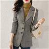 Giacca lunga donna blazer lunga elegante slim ufficio nero bianco bicolor P040