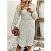 Tubino Vestito Abito Donna Elegante Manica Lunga Scamiciato Bianco Verde 51665