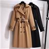 Giacca Trench Spolverino Donna Nero Beige Lungo Cintura Elegante 53515