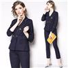 Tailleur Completo Outfit Donna Outfit Ufficio Giacca Blazer Blu Gessato 39160