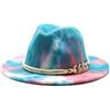 Cappello jazz donna a tesa larga con cinturino blu rosa colorato oro c108