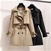 Giacca Trench Spolverino Donna Nero Beige Lungo Cintura Elegante 53512