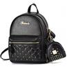 Zaino donna zainetto vintage zip pelle sintetica nero oro casual borchie 1011