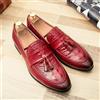 Mocassini brogue oxford polacchine scarpe uomo rosso pelle sintetica 4011