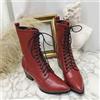 stivali stivaletti scarponcini bikers lacci anfibi donna tacco 6 cm rosso 1634